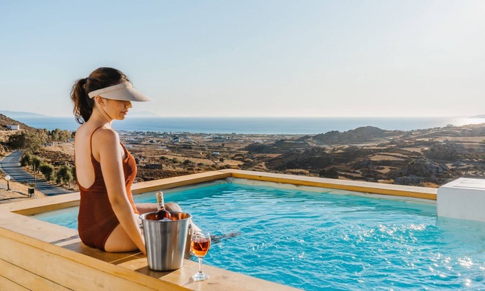 Naxos Apartment | Kirki Seaview Suite with small Private Heated Pool at Kastraki Naxos island