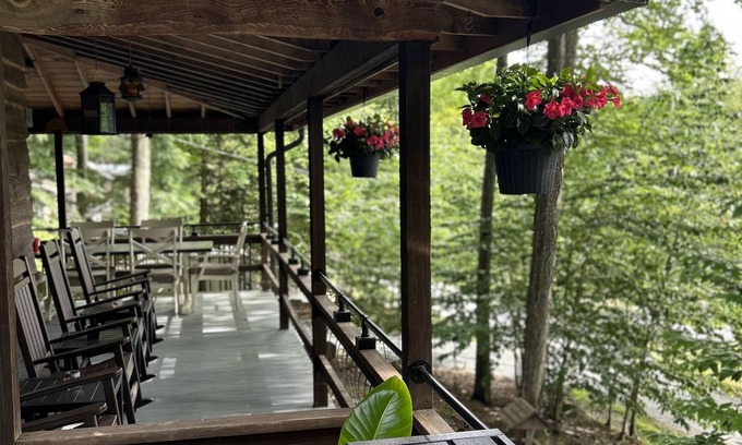 Greentown Cabin | Lake View, Covered Porch, Pet Friendly with Fee & Golf Cart