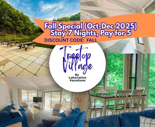 Village of Four Seasons House | Lakefront Treetop Village 2bed3bapools-6pp