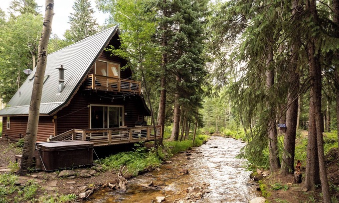 Black Hawk Cabin | Lazy Me ~ A Magical Creek-front Cabin with Hot Tub! Private Woods