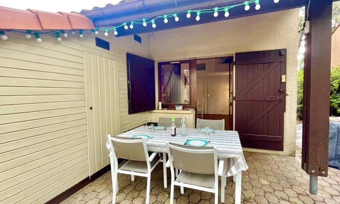Lacanau-Ocean Ski Chalet | Maison jumelée dans un groupe d'habitations avec deux chambres et grande terrasse extérieure - 486874