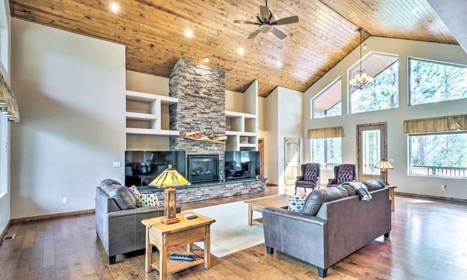 Sierra Pines Cabin | Modern-Rustic Show Low Cabin: Fire Pit, Grill