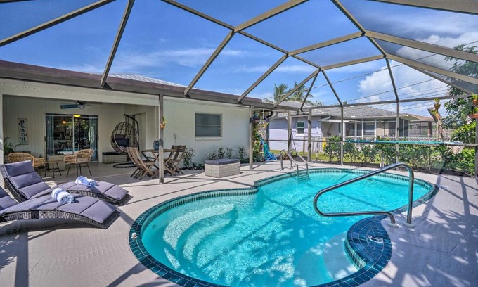 Naples Park House | Naples Oasis with Screened Pool, Bike to Beach!