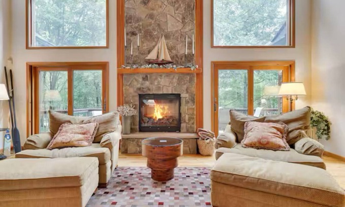 Briar Crest Woods Ski Chalet | NEW! Lake Front with Gameroom! Indoor and Outdoor Fireplaces!