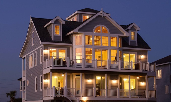 Village of Stump Sound House | OceanFront 7-Bdrm. Elevator Pool Tennis Volleyball HotTub Dog Friendly