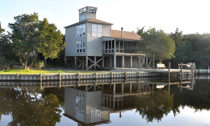 Ocracoke House | Ocra-cork: Dock, easy access to Pamlico Sound, rooftop deck, dogs allowed.