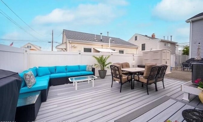Ortley Beach House | ONE block from the beach. Outdoor lounge seating, perfect for entertaining!