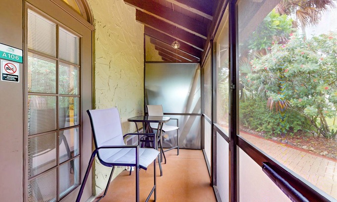 Naples Apartment | Peaceful hotel-style studio with game room, pool, sauna, tennis, BBQ area, gym