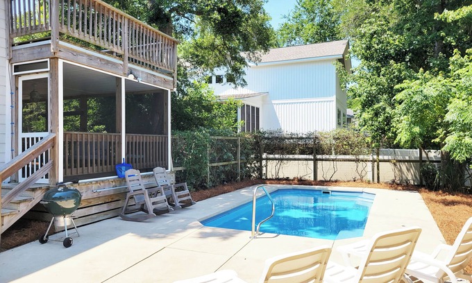 North Litchfield Beach House | Private Pool Beach House, Easy Walk to Beach, 2 Screened Porches, Dog Friendly