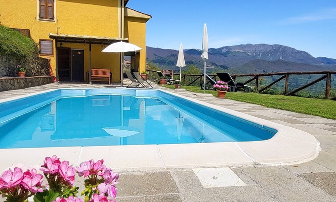 Camporgiano Villa | Private pool, big views, pure peace. Sleeps 8, 4 bedrooms/4 bathrooms. Wi-Fi