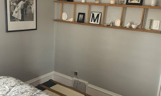 Cedar Rapids House | Quiet Relaxing bedroom with queen sized bed 2nd floor. Shared bathroom.