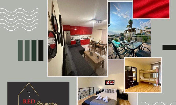 Akovitika Apartment | Red Harmony by the sea Pool and balcony