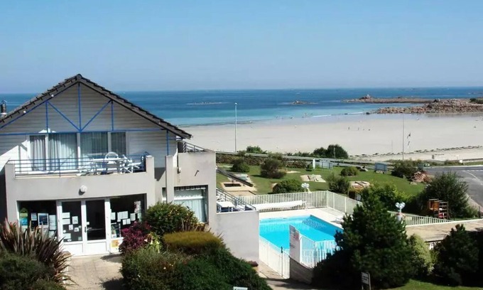 Trevou-Treguignec Apartment | Residence Les Terrasses de la Plage - Studio 2 People Terrace - Sea view