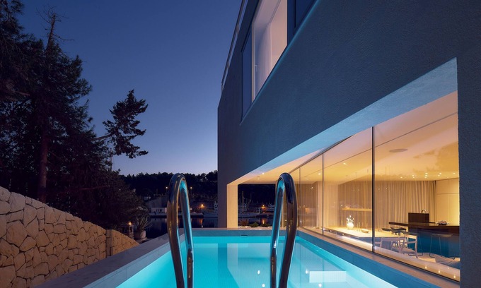 Milna (Brac) Villa | Seaside villa with panoramic harbor view with stunning sunsets.