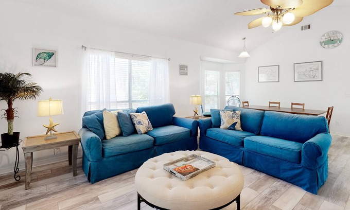 Clipper Cove House | Single-level home near beaches with a washer/dryer & central AC plus pool access