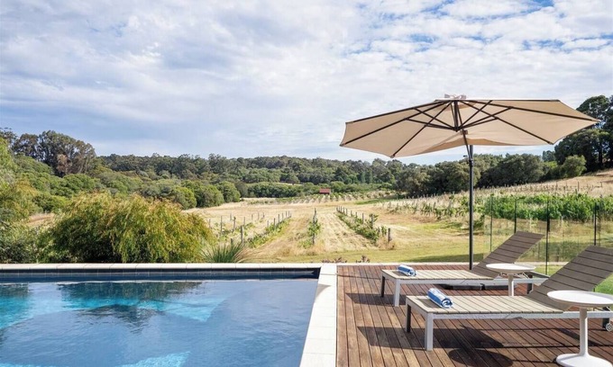 Yallingup House | Sophies Vineyard Sprawling Scenery with Pool