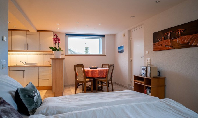 Spiez Apartment | Studio mit Küche für 2 Personen 5-10 Min. zum See und 1 Min. zur Bushaltestelle