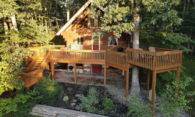Berkeley Springs House | The Outlook - fireplace, view, pets, wifi, fire pit, foosball, deck