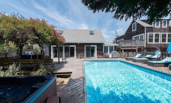 Ocean Bay Park House | The Twin Fin - Fire Island Beach House with Full Size Pool and Hot Tub