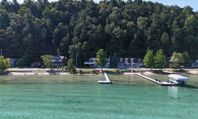 Frankfort House | Trader Scott's - GORGEOUS LAKEFRONT HOME WITH PRIVATE DOCK AND BONFIRE RING!