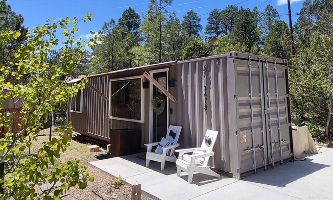 Overgaard Cabin | Unique shipping container with hot tub.