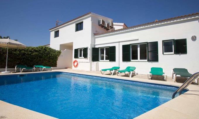 Es Canutells Villa | Villa Bini Estrella: Large Private Pool, Walk to Beach, Sea Views, A/C, WiFi