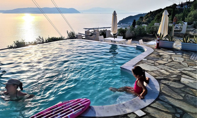 Xanthi Region Villa | Villa CAMELIA+VERONICA -Panoramic pool- Sea access-Privileged view of the Egean.