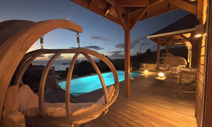 Bouillante Villa | Villa luxe 4* - sea view/tropical garden - facing îlet Pigeon & réserve Cousteau