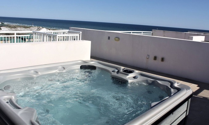Fort Walton Beach Condo | Walking On Sunshine Penthouse w/ Private Rooftop Terrace & Hot Tub - VPH04