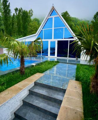 Gabala House | White Aframe with heated pool