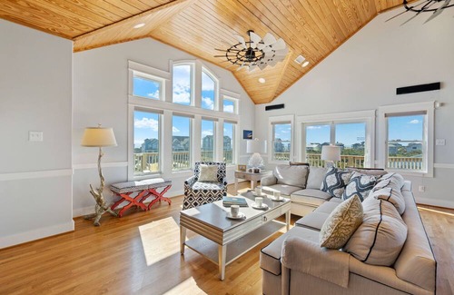 Hatteras House | On Special - Semi-Oceanfront Home w/ Hot Tub, Elevator, Game Room and Workstatio