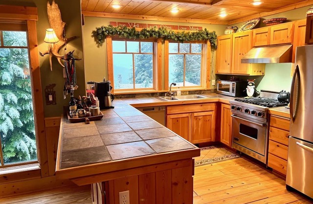 Ski in/Ski out cozy log cabin with fireplace on Schweitzer Mountain