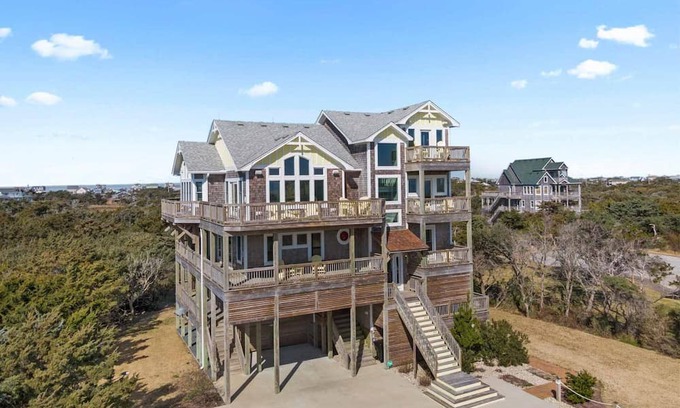 Hatteras House | On Special - Semi-Oceanfront Home w/ Hot Tub, Elevator, Game Room and Workstatio