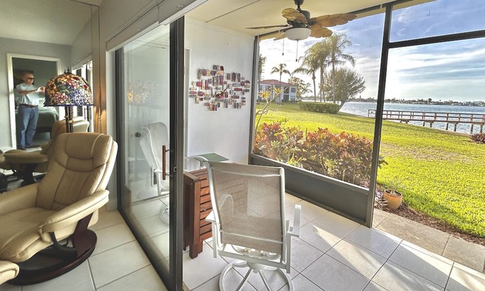 Casa del Mar Condo | Waterfront condo with bay view, pool, patio, & W/D - calendar month rental
